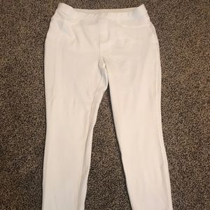 White Jeggings with Black and White Stripe
